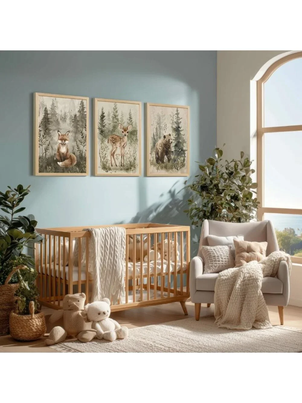 Woodland Animal Nursery Wall Art - Cute Fox, Bear & Deer Decor for Baby Room